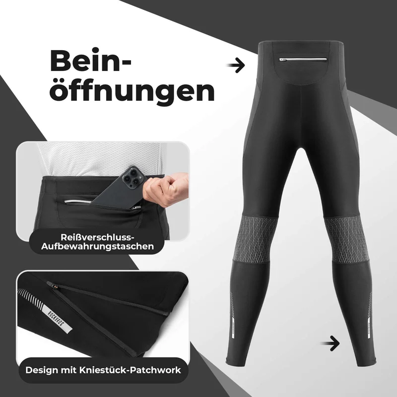 ROCKBROS Winter Thermo-Fahrradhose Fleece-Kompressions-레깅스 3 Taschen