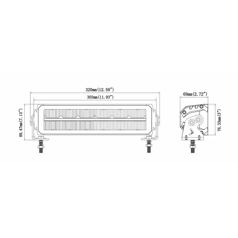 12" LED-Lichtleiste mit weißem DRL-Streifen