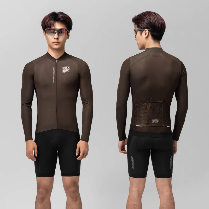 ROAD TO SKY Langarm-Radtrikot Herren 저지 에르드그라우/브라운