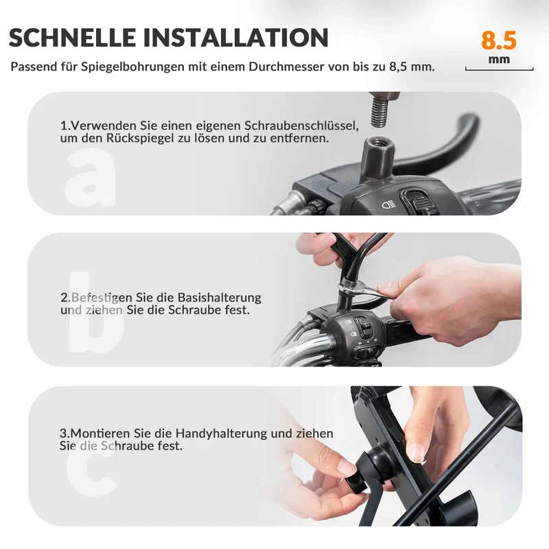 ROCKBROS Handyhalterung Fahrrad Handyhalter Motorrad 360° Drehbar für 4,7-7,0 Zoll