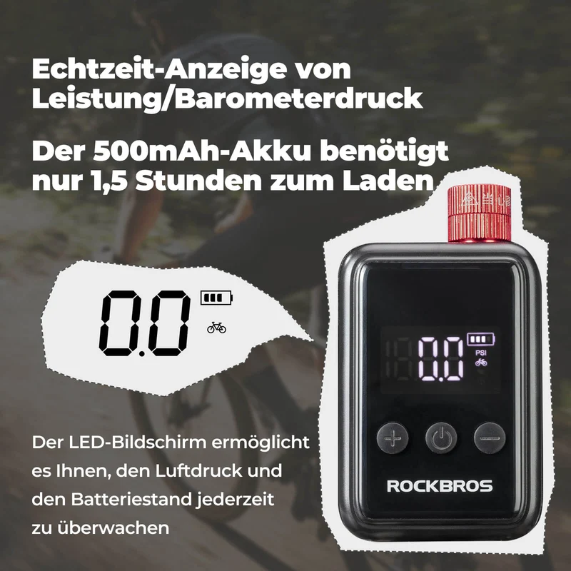 Mini Elektresch Fahrradpumpe LED-Anzeige
