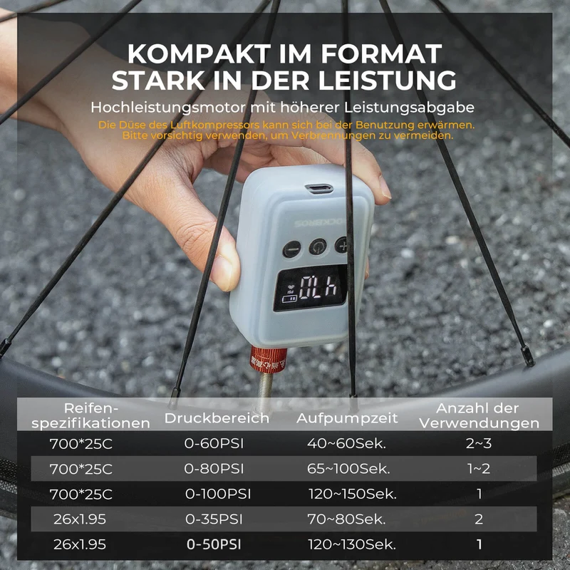 Mini Elektresch Fahrradpumpe LED-Anzeige
