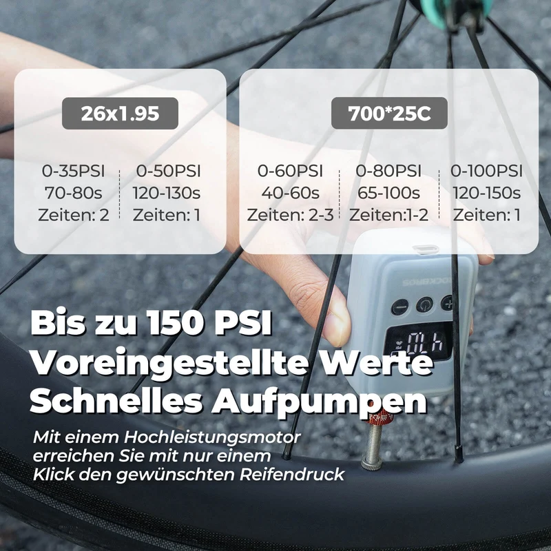 Mini Elektresch Fahrradpumpe LED-Anzeige
