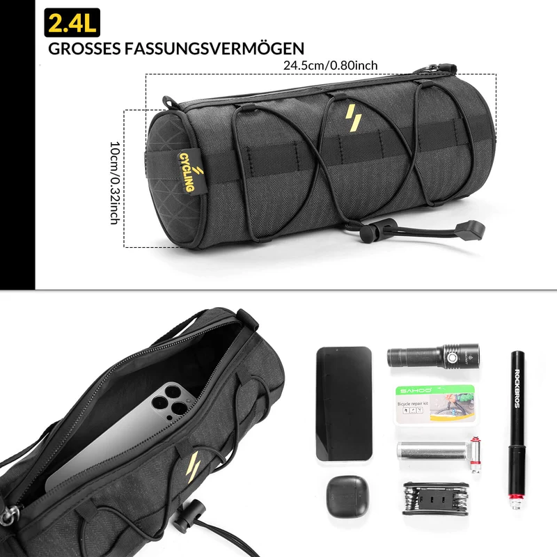 MTB, Rennrad, Gravel 및 E-Bike용 Lenkertasche 2,1L mit Schultergurt