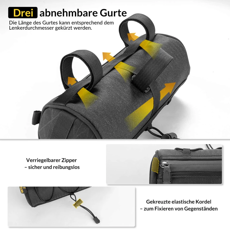 MTB, Rennrad, Gravel 및 E-Bike용 Lenkertasche 2,1L mit Schultergurt