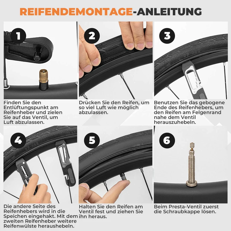 16 in 1 Fahrradwerkzeug 미니 도구 세트 Reifenheber mit Ratschenschlüssel
