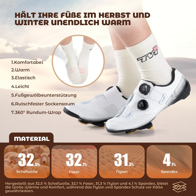 ROCKBROS TVI Damen Sportsocken Atmungsaktive Fahrradsocken Wanter