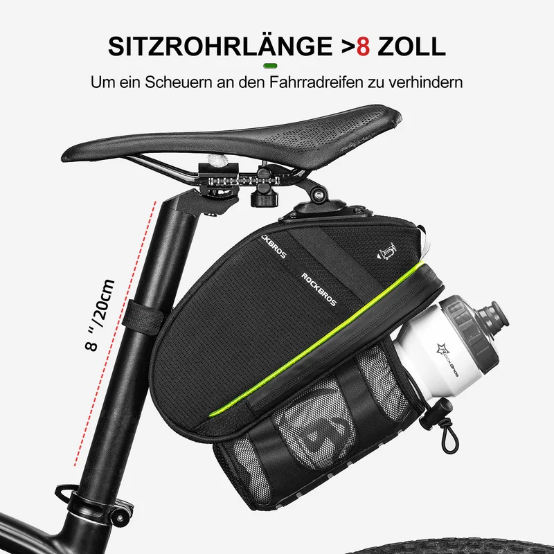 ROCKBROS Kratzfest Fahrrad Satteltasche mit Flaschenhalter 1,5L
