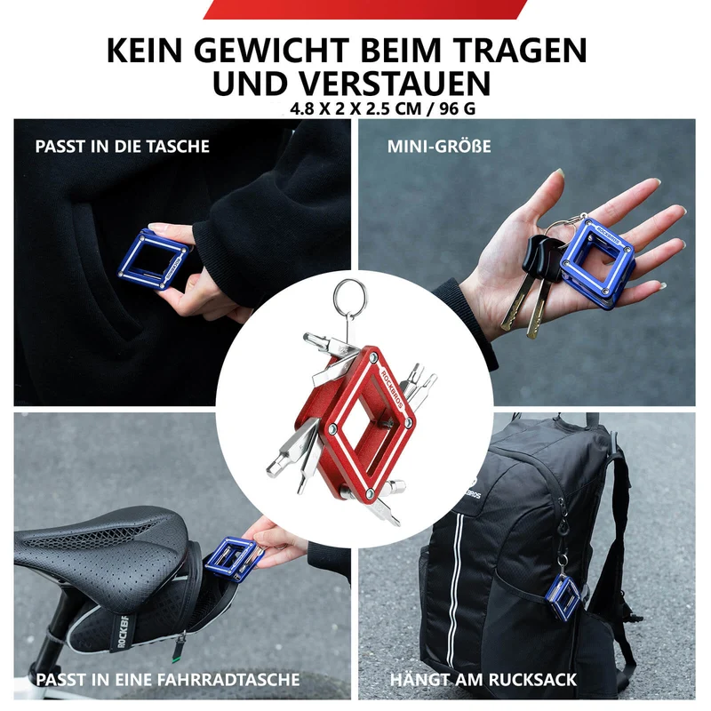 ROCKBROS Fahrrad 8 in 1 Reparatur-Werkzeug-Set Faltbares Reparaturset