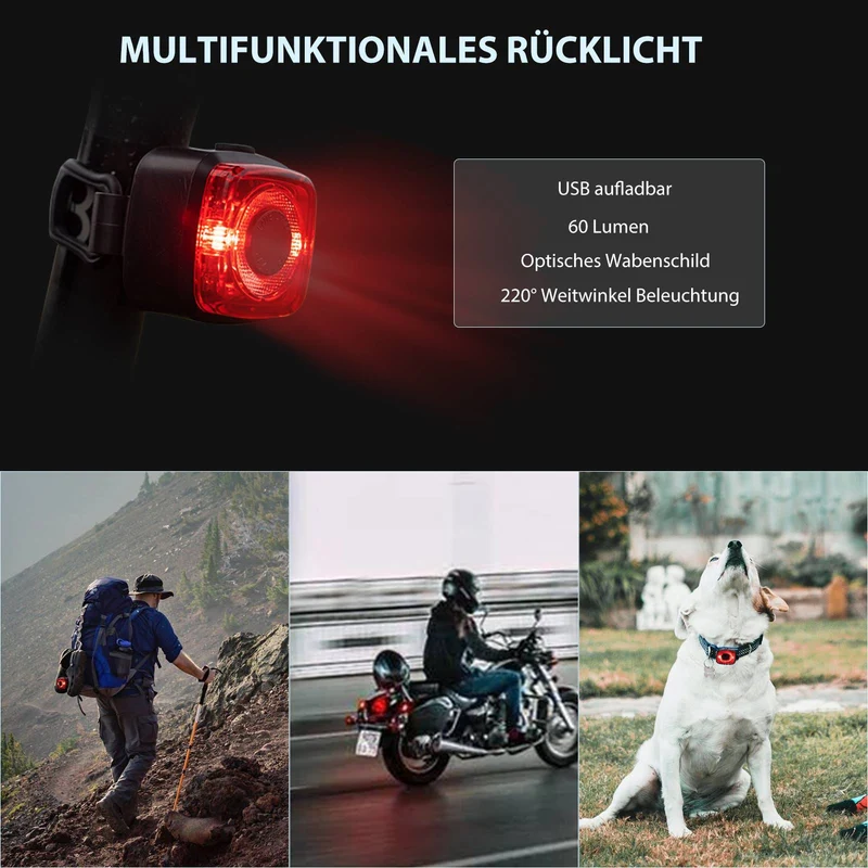 ROCKBROS Fahrradlicht 세트 Fahrradlampe enthalten Rücklicht & Frontlicht