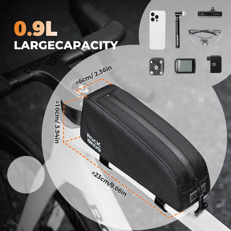 ROCKBROS Fahrrad Rahmentasche wasserabweisend Oberrohrtasche 0,9L 슈바르츠