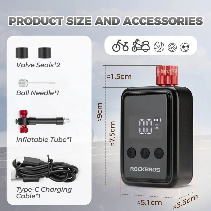 HW140 Mini Electric Bike Pump