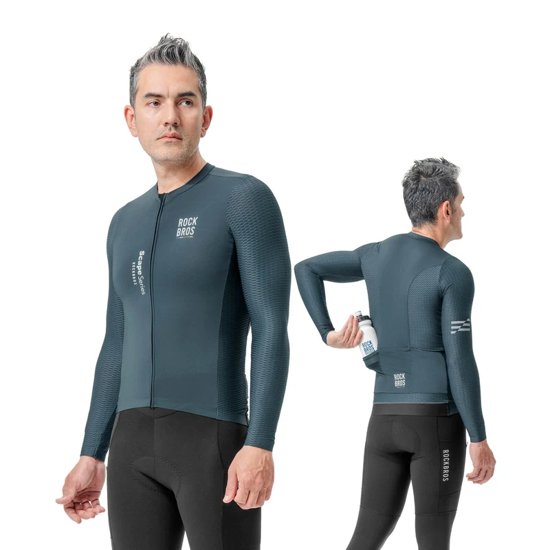 ROAD TO SKY Herren Langarm-Radtrikot Jersey fir MTB & Rennrad