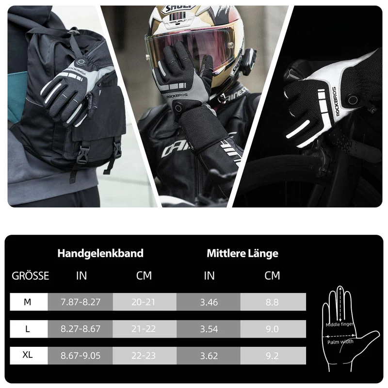 ROCKBROS 겨울 Beheizte Fahrradhandschuhe Wiederaufladbare Handschuhe M-XL