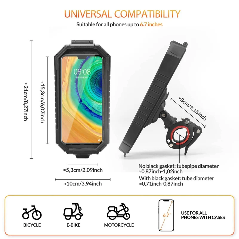 ROCKBROS Smartphone Halterung 360° Drehbar fir 6,8 Zoll Smartphone