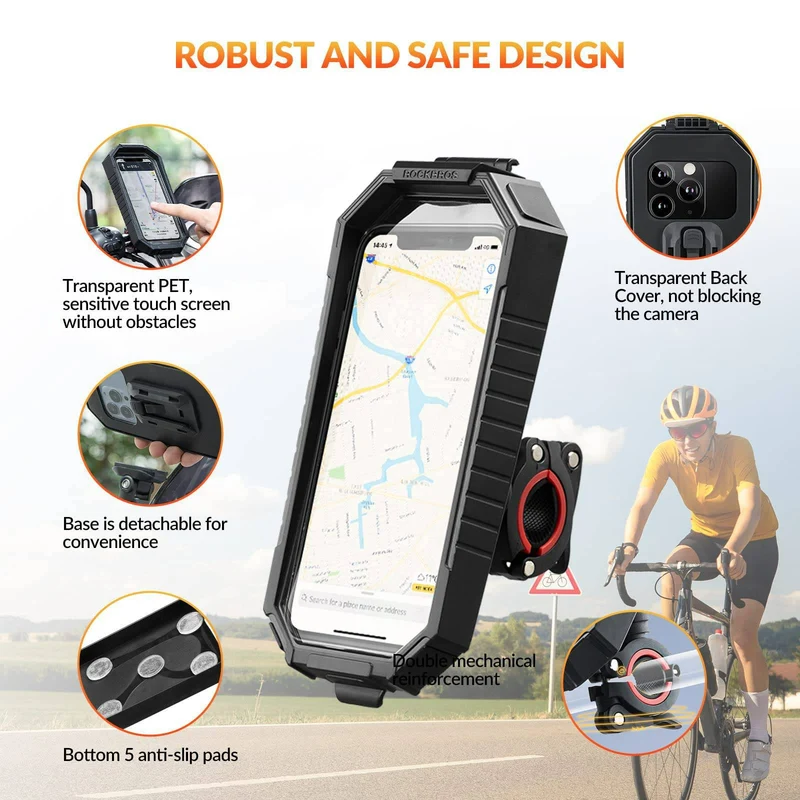 ROCKBROS Smartphone Halterung 360° Drehbar fir 6,8 Zoll Smartphone