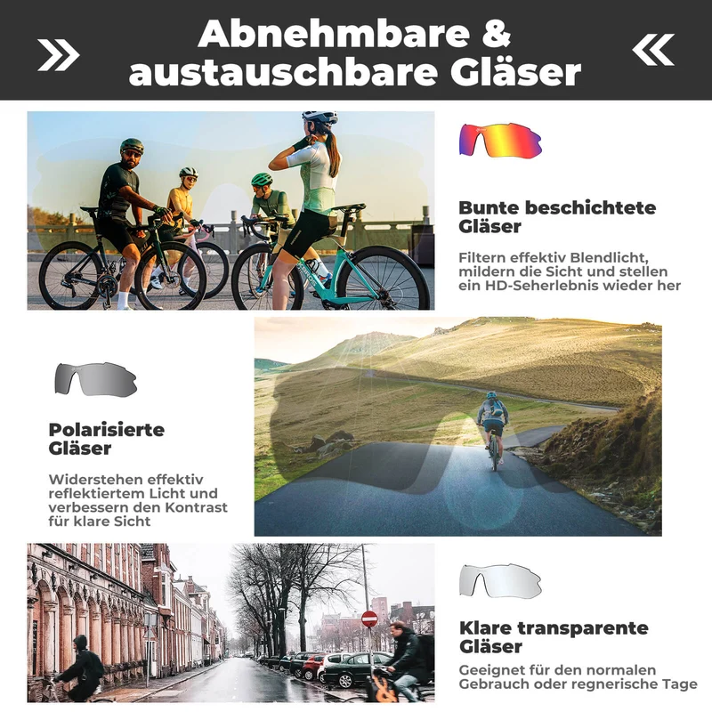 Polarisierte Fahrradbrille mit wechselbaren Gläsern UV-Schutz 남여 공용
