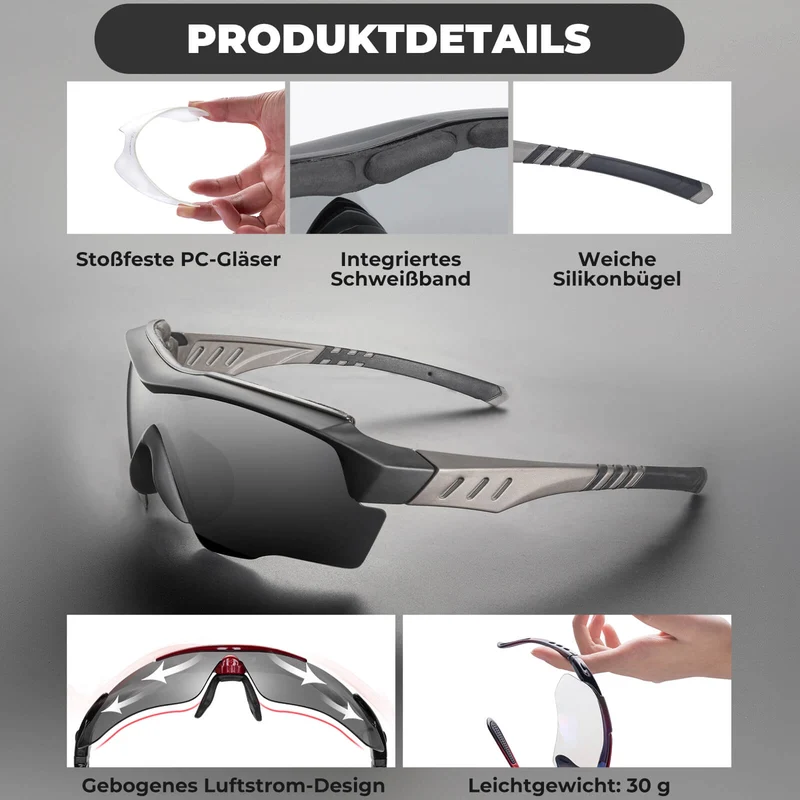 Polarisierte Fahrradbrille mit wechselbaren Gläsern UV-Schutz 남여 공용