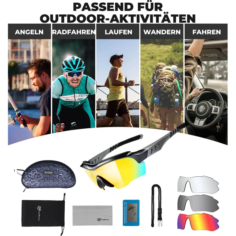 Polarisierte Fahrradbrille mit wechselbaren Gläsern UV-Schutz 남여 공용