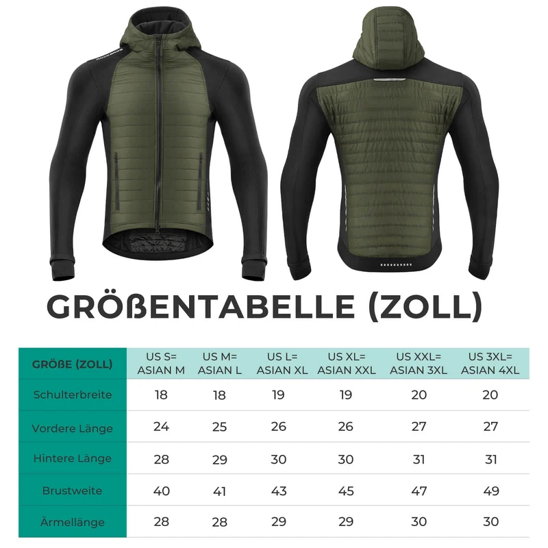 ROCKBROS Winter Fahrradjacke Herren Winddicht Thermo Softshelljacke mit Kapuze