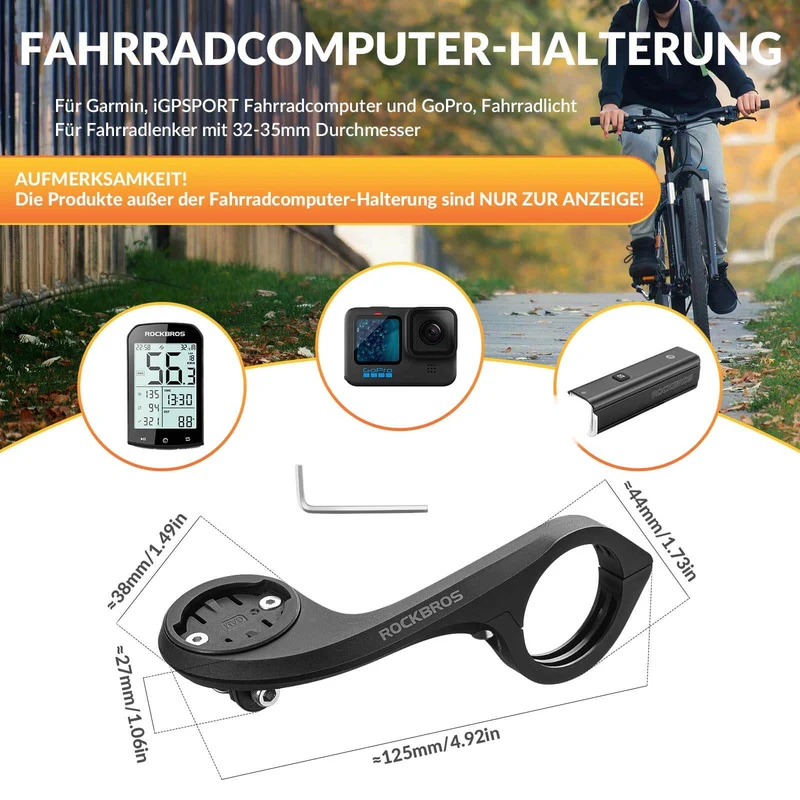 ROCKBROS Fahrradcomputer Halterung Kompatibel mit Garmin/iGPSPORT for Lenker 32-35mm