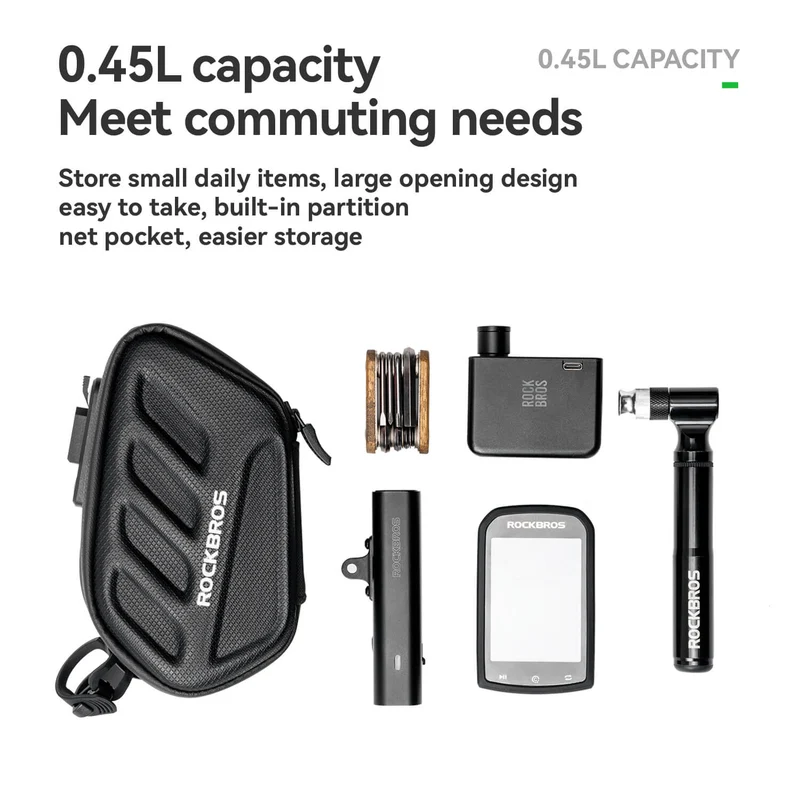 C61 Hard Shell Bike Saddle Bag with Light