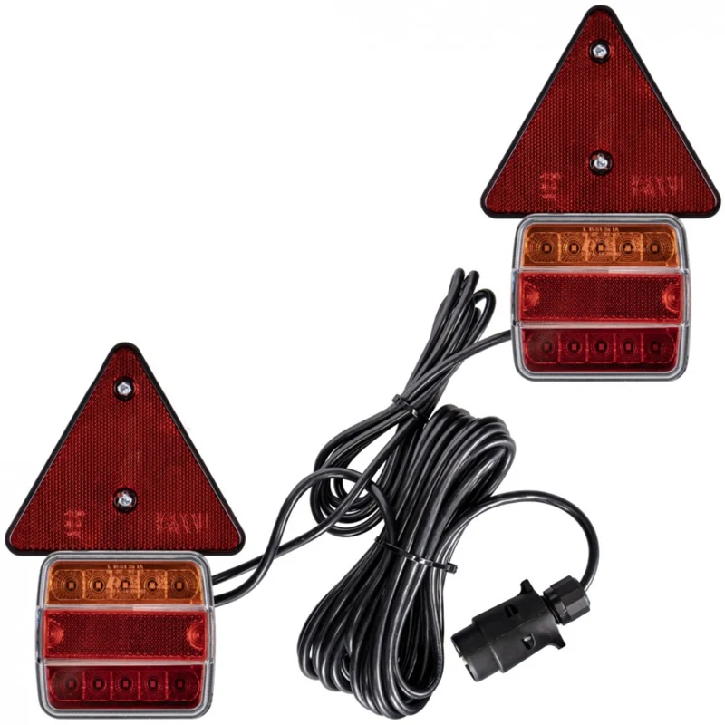 Magnetisches quadratisches Anhängerlicht- und Dreieck-Set mit 7.5 m Kabel / 7-polig