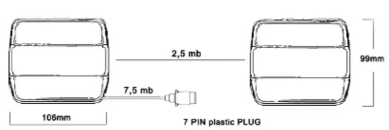 Magnetisches quadratisches Anhängerbeleuchtungsset mit 7.5 m Kabel / 7-polig