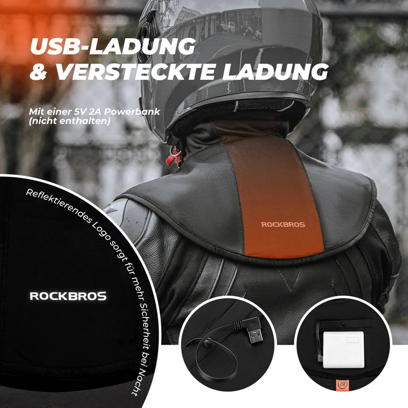 ROCKBROS Beheizte Balaclava Winter Warme Gesichtsmaske Winddicht