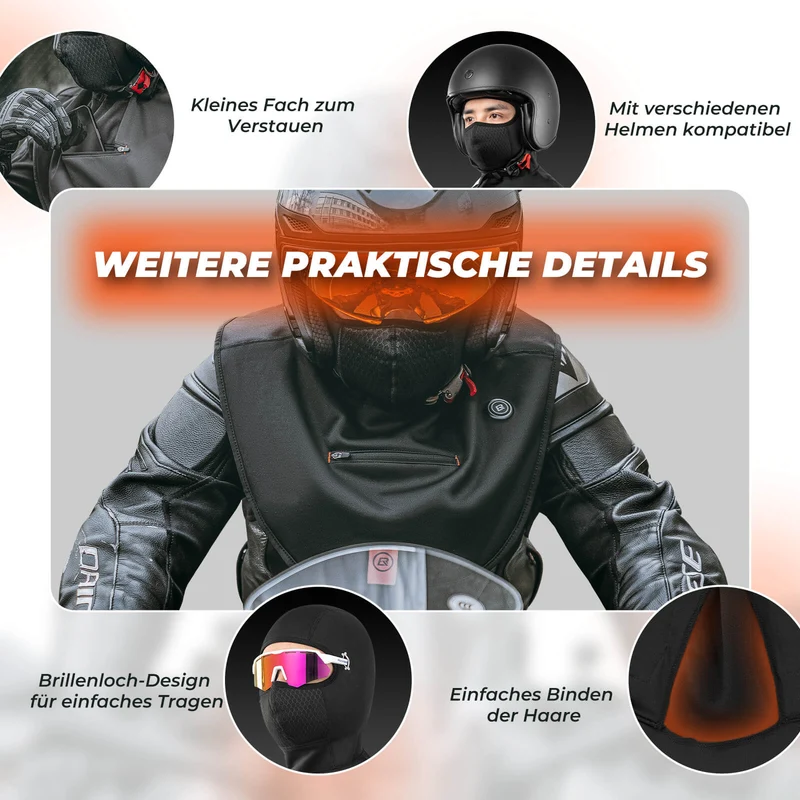 ROCKBROS Beheizte Balaclava Winter Warme Gesichtsmaske Winddicht