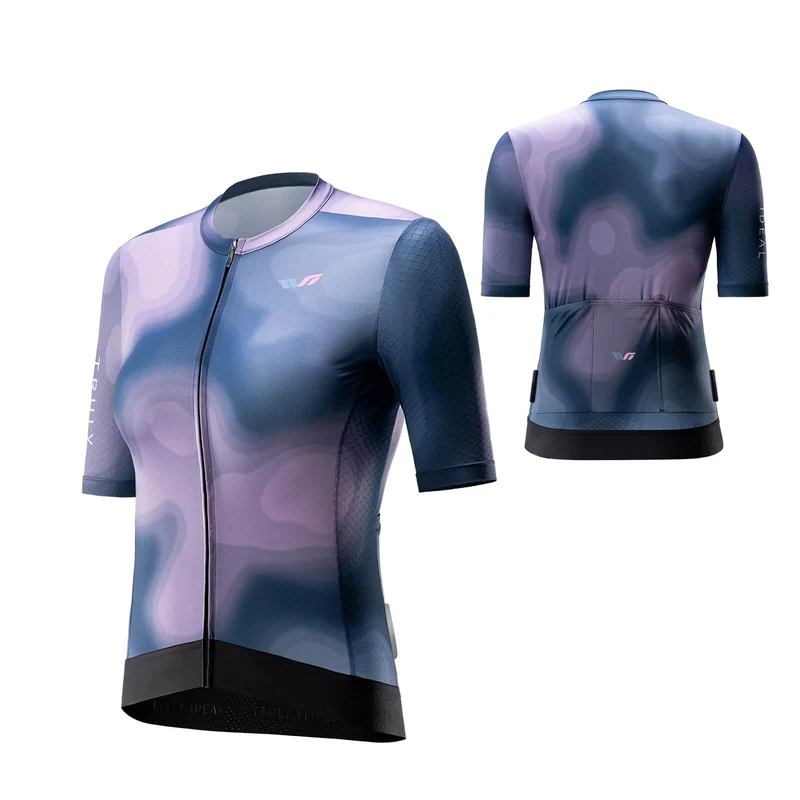 ROCKBROS TVI Damen Kurzarm-Radtrikot Sommer Schnelltrocknend mit 3 Taschen