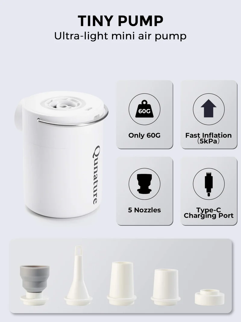 Qunature Mini Electric Air Pump for Camping & Outdoor Gear