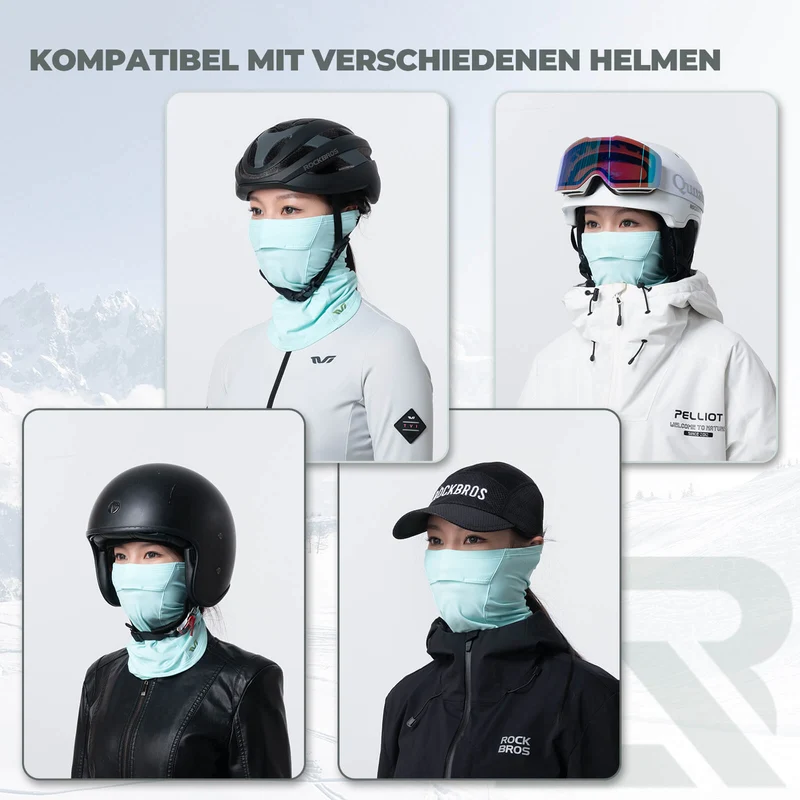 ROCKBROS TVI Damen Sturmhaube Balaclava mit Pferdeschwanz-Öffnung Warm Grün