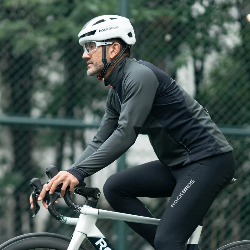 ROCKBROS Herren Winter Fahrradjacke Winddicht Atmungsaktiv mit Fleecefutter