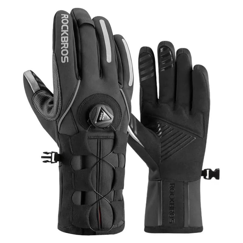 Long Finger Gloves with Fleece Lining & Lock Clip