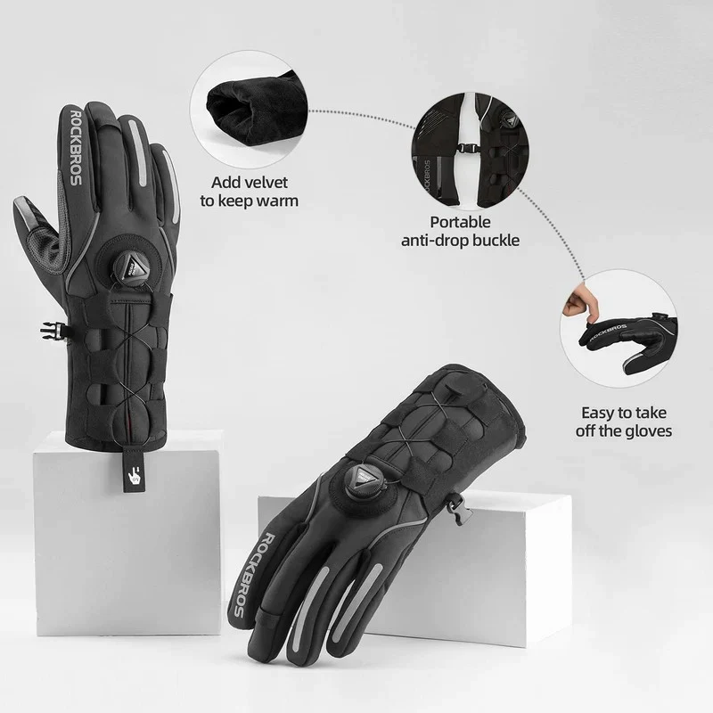 Long Finger Gloves with Fleece Lining & Lock Clip