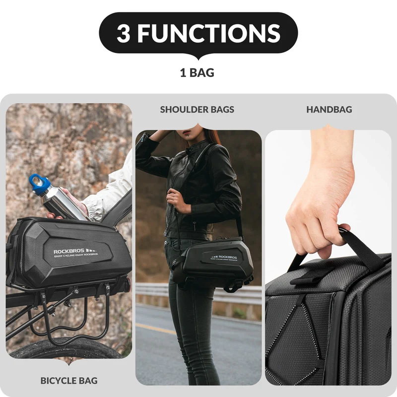 Hard Shell Bike Trunk Bag for Rear Rack - 9L