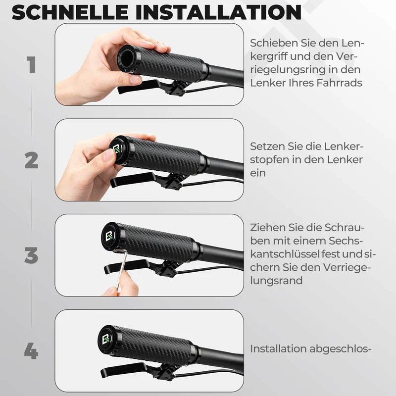 ROCKBROS Fahrradgriffe Kohlenstoffmuster Lenkergriffe Rutschfest 22,2mm