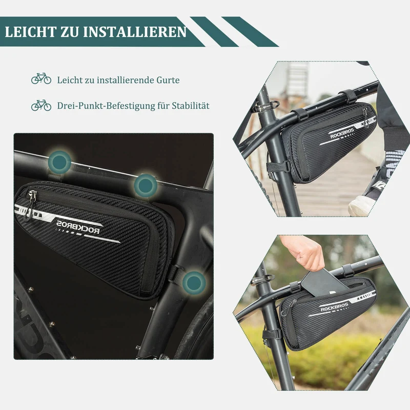 ROCKBROS Rahmentasche wasserdicht Dreieckstasche for MTB 및 Rennräder 1,2L
