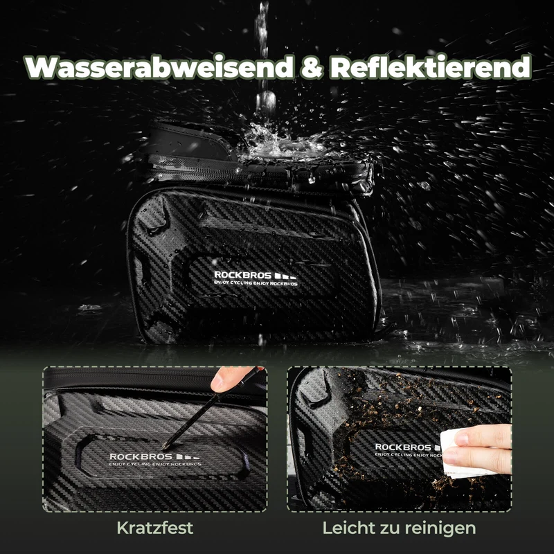 Oberrohrtasche für Smartphone mit Lichtschutz & Seitentaschen