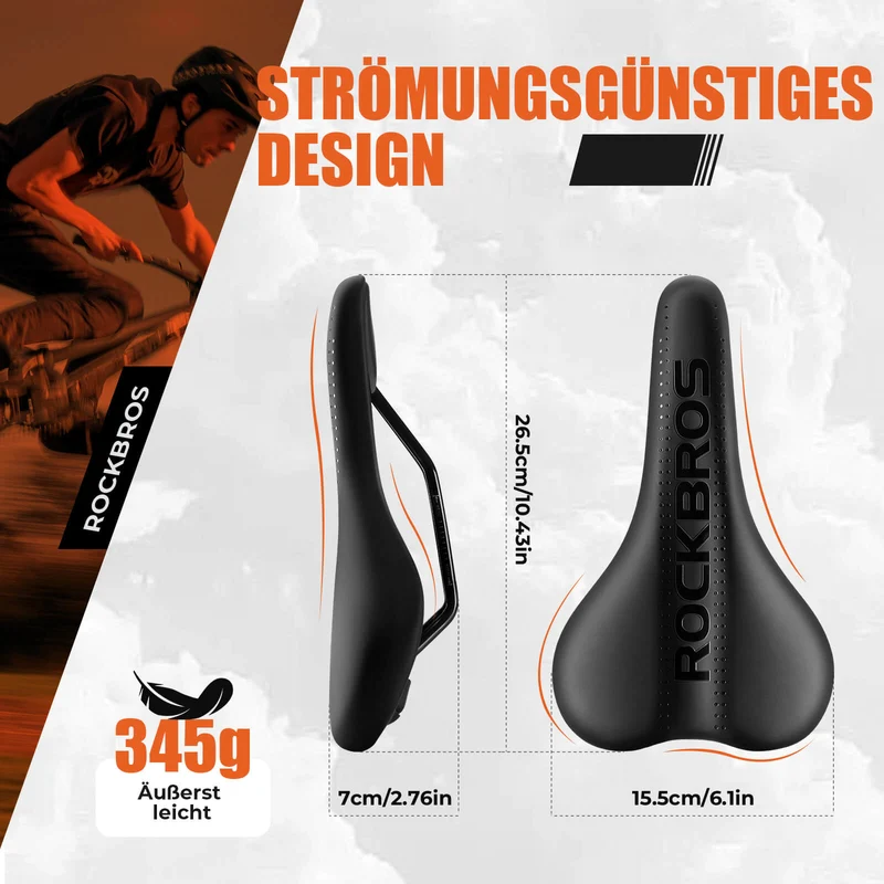 ROCKBROS Fahrradsattel Ergonomisch Fahrradsitz Atmungsaktiv Stoßdämpfend