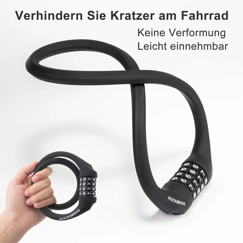 ROCKBROS Fahrradschloss mit 4-Stellig Zahlencode 65cm 랑