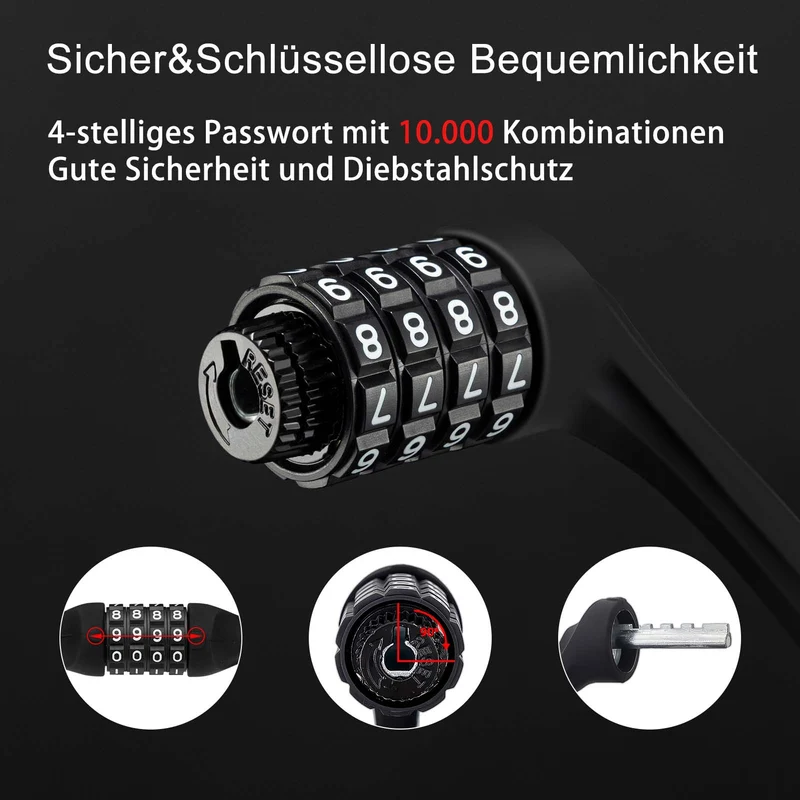 ROCKBROS Fahrradschloss mit 4-Stellig Zahlencode 65cm 랑