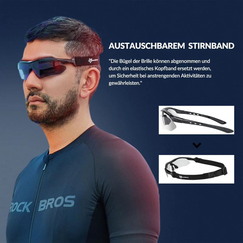 ROCKBROS 광변색 Sportbrillen Mit Austauschbarem Elastischem Stirnband
