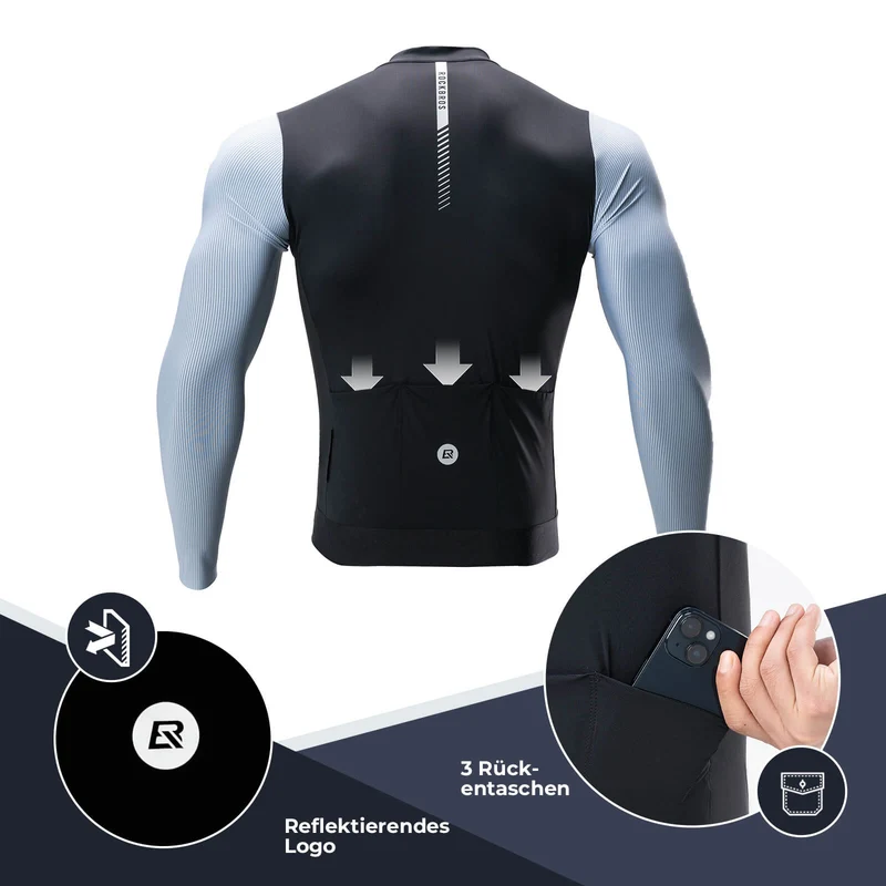 ROCKBROS Herren Langarm-Radtrikot Atmungsaktive Fahrrad Jersey Schnell Trocknend