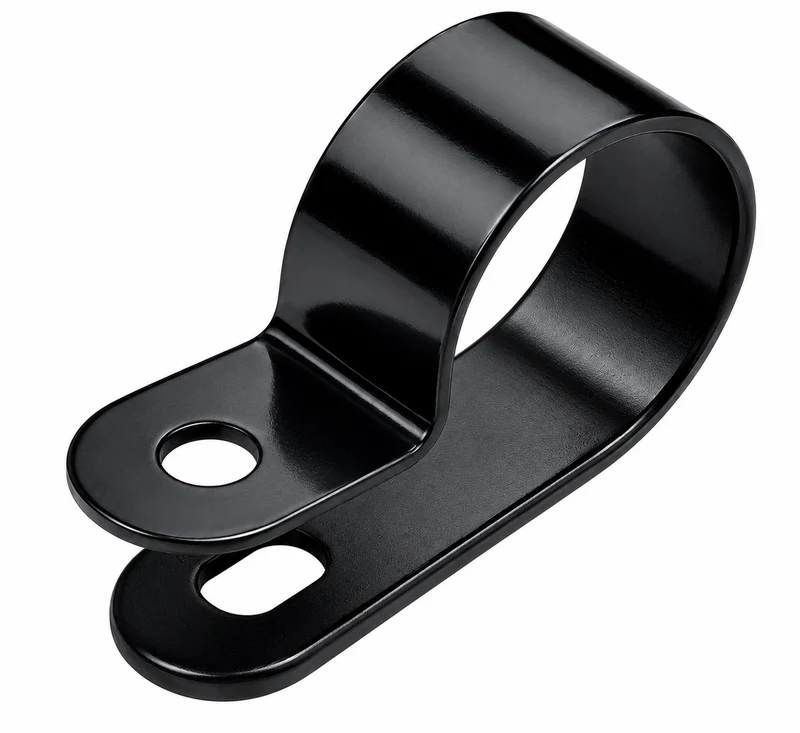 Schwarze Nylon-P-Clips / Schraubbefestigung / 100er-Pack