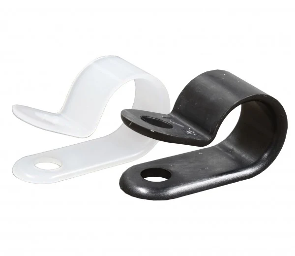 Schwarze Nylon-P-Clips / Schraubbefestigung / 100er-Pack
