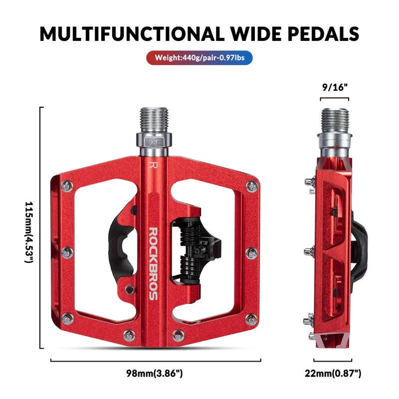 Dual-Use Clipless & Flat Bike Pedals