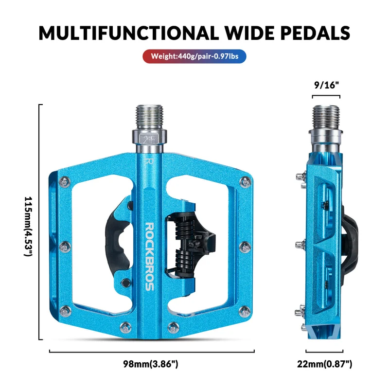 Dual-Use Clipless & Flat Bike Pedals