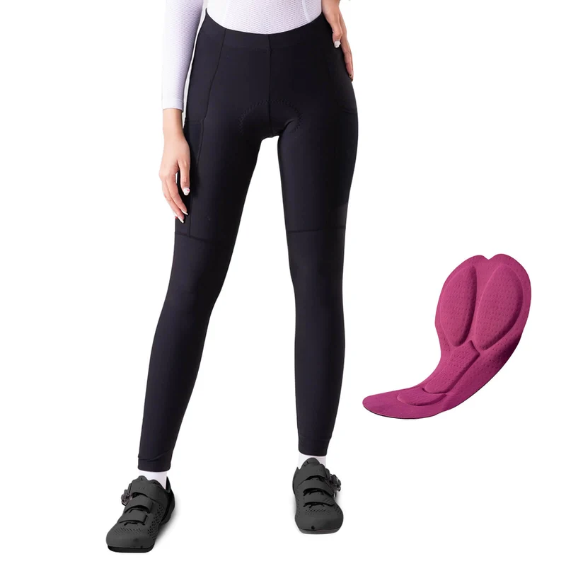 ROCKBROS Damen Winter Fahrradhose Lang Gepolstert Elastisch Atmungsaktiv